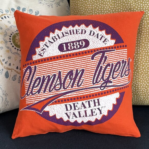 Clemson University Tigers handmade reworked t-shirt 16" pillow cover dorm decor - Picture 7 of 10